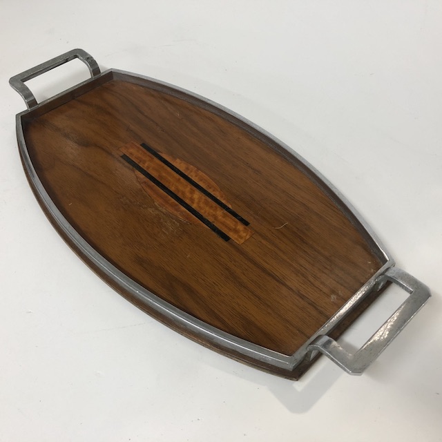 TRAY, Deco Style - Small Woodgrain and Chrome